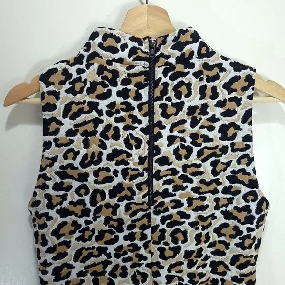 Lord & Taylor Design Lab Leopard Print Mock Neck Sheath Dress - Picture 4 of 10